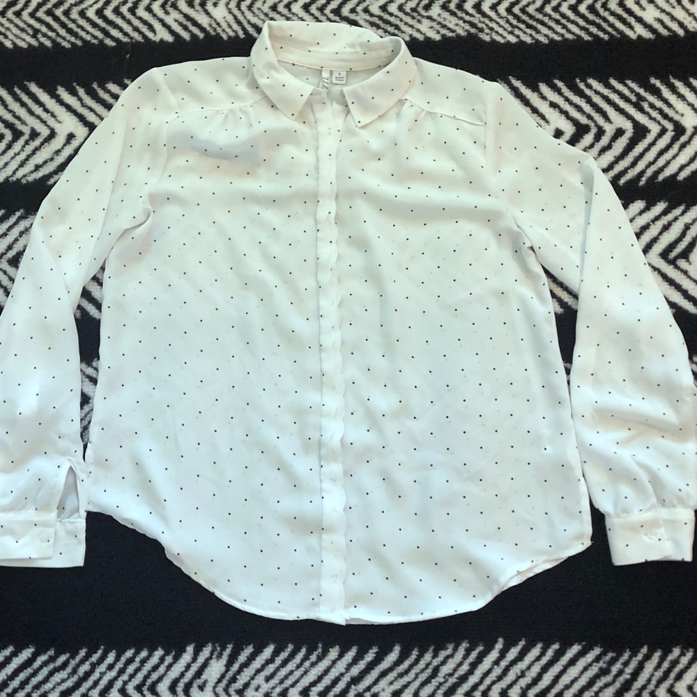 White Polka Dot Button Down